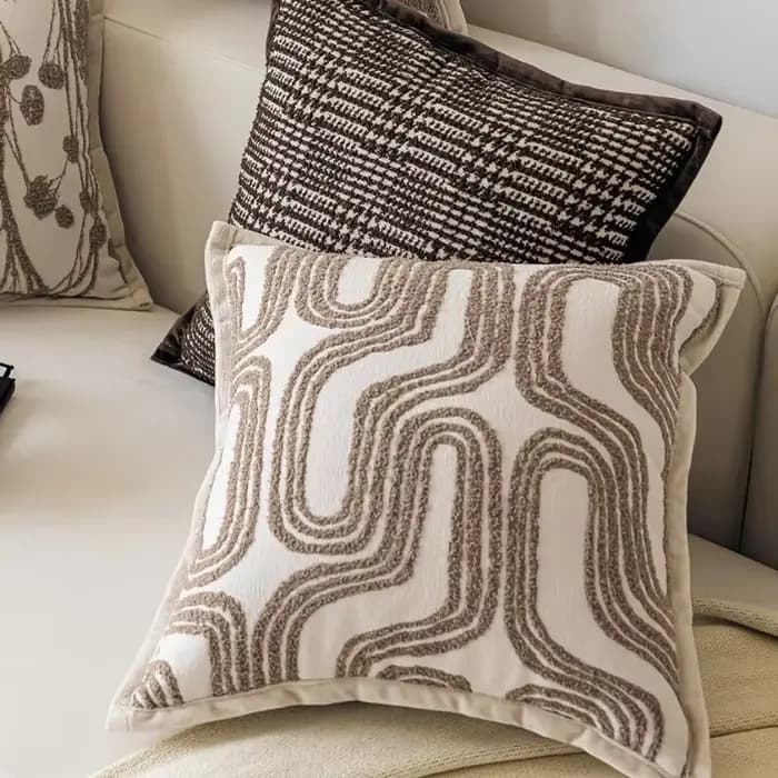 Housse de coussin de luxe légère, crème française, café, Chenille, Jacquard, décorative, nouvelle maison, 2025