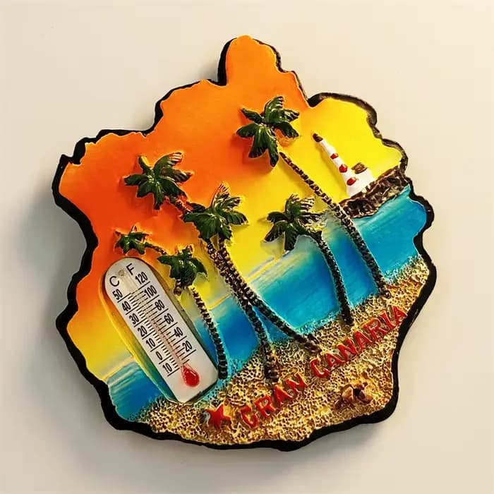 Espagne, Gran Canaria, Coucher de soleil, Stéréoscopique 3D, Souvenirs touristiques, Peinture en résine, Décoration intérieure, Aimants de réfrigérateur