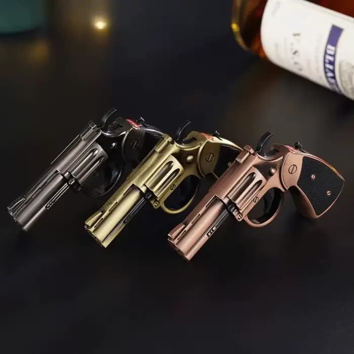 Briquet pistolet coupe-vent en métal pour cigares, allume-cigare gonflable à flamme réglable, accessoires pour fumeurs
