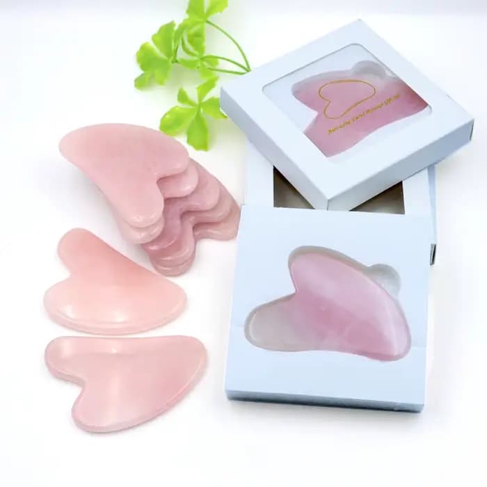 Planche de Massage Gua Sha en Quartz Rose naturel