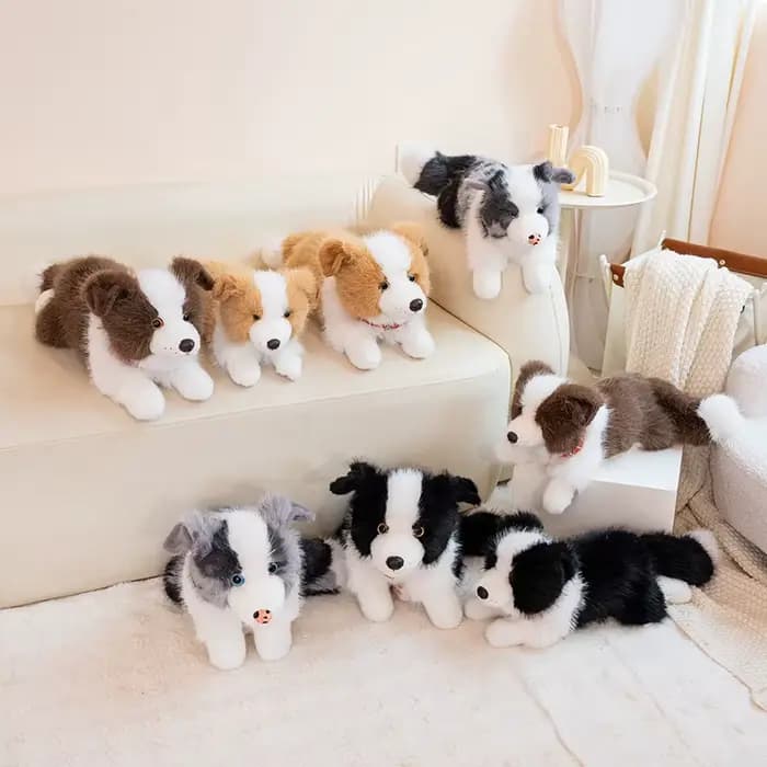 Jouets en peluche style collier Border Collie, quatre couleurs, 40/50CM, poupée chiot en peluche douce, jouets amusants pour enfants, cadeaux