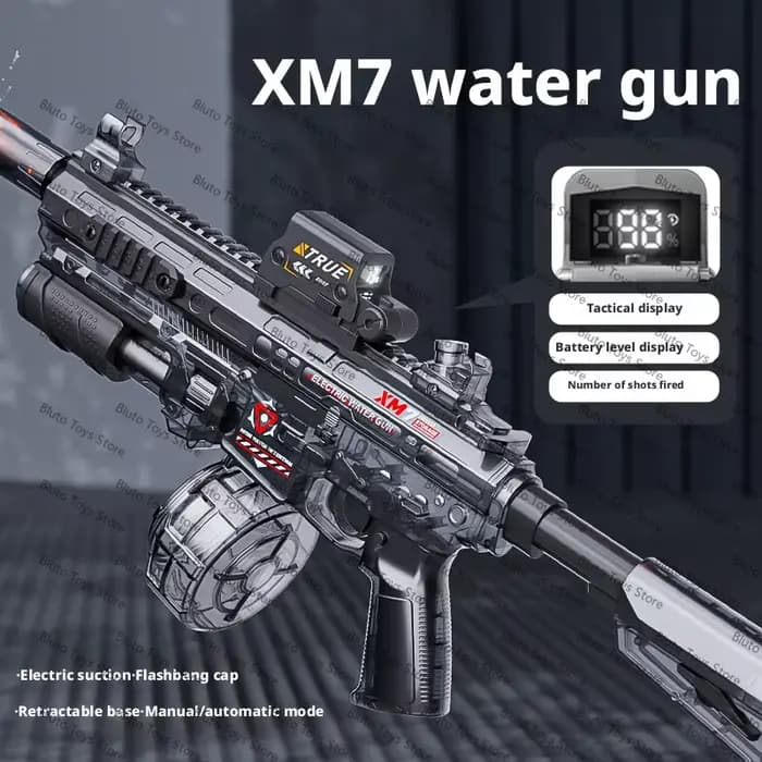 Pistolet à eau électrique automatique - Lanceur haute pression longue portée avec chargeur tambour pour enfants et adultes, idéal pour les fêtes estivales à la piscine