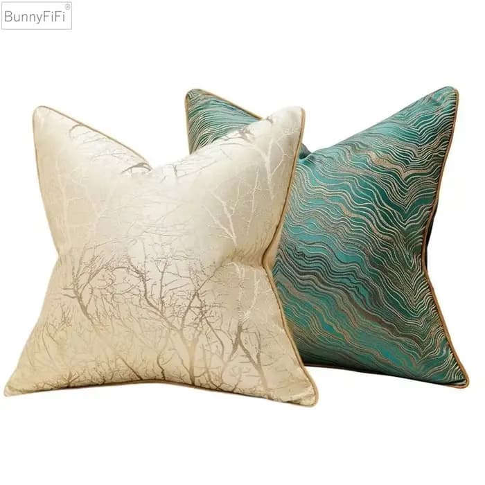 Housse de coussin de luxe en Jacquard, 45x45cm, broderie, décor de haute qualité, taie d'oreiller décorative pour canapé, Beige