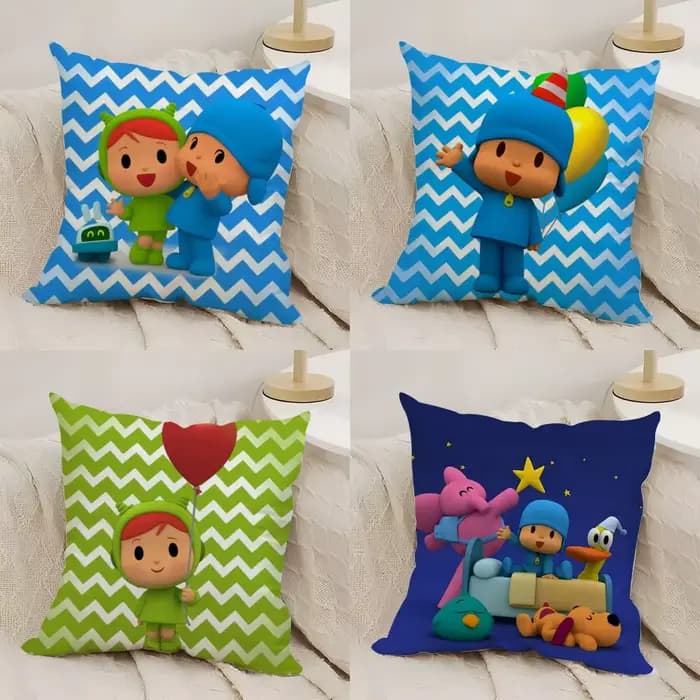 Housse de coussin P-Pocoyo en peluche courte et soyeuse, imprimée double face, pour canapé, toutes saisons, décoration de la maison, cadeau