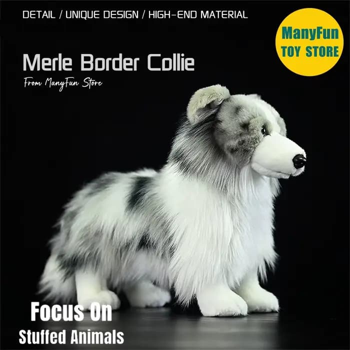 Merle Border Collie Peluche haute fidélité Merle Collie Peluche mouton chien Peluche réaliste animaux en Peluche Simulation poupée enfants