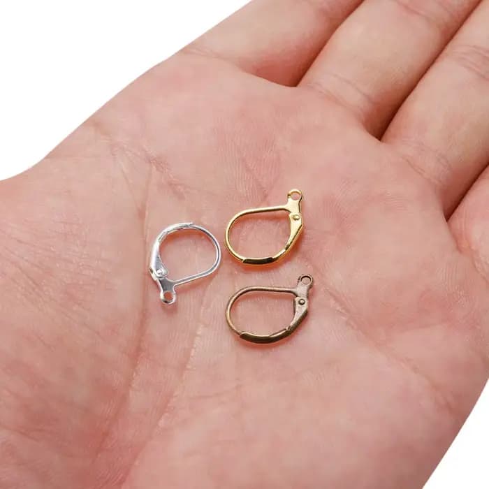 Lot de 20 crochets de boucles d'oreilles, 15x10mm, or, noir, français, paramètres de fil, Base pour bricolage, boucles d'oreilles, résultats de fabrication de bijoux