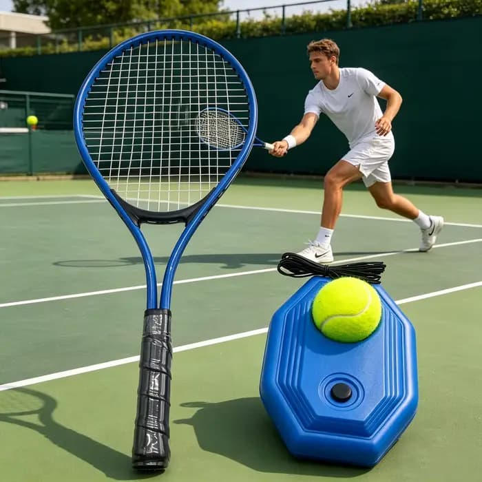 Ensemble d'entraînement de tennis avec raquette – Kit d'entraînement individuel portable pour débutants, utilisation intérieure/extérieure, pas de terrain nécessaire
