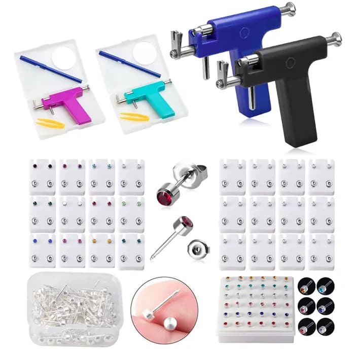 Pistolet de perçage d'oreille professionnel, Kit de perçage d'oreille réutilisable, corps, nez, lèvres, boucle d'oreille, outil de perçage pour boucle d'oreille supérieure de 4mm