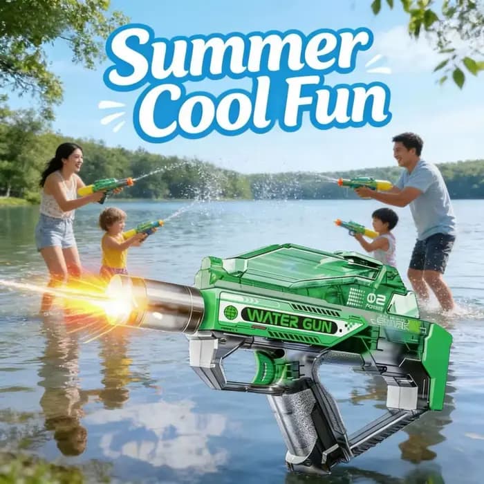 Pistolet à eau électrique automatique à tir continu longue portée pour les combats aquatiques estivaux et le plaisir au bord de la piscine