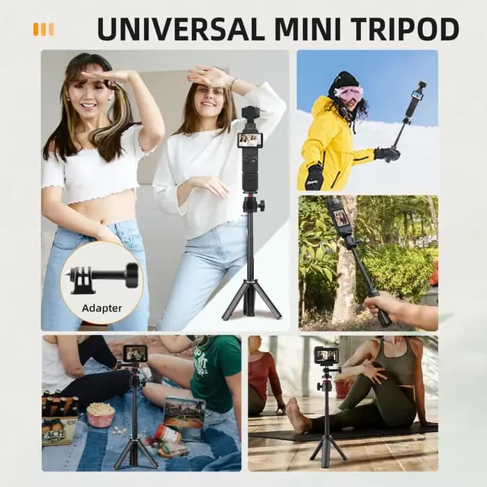 Trépied pour selfie stick compatible avec DJI Action 5 Pro 4/Osmo 360/Pocket 3/4/Insta360 Ace Pro 2, accessoires de photographie pour diffusion en direct