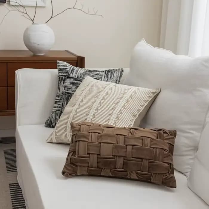 Housse de coussin tissée de luxe moderne, taie d'oreiller tissée artisanale italienne haut de gamme, housse de coussin de canapé et de chevet tendance, décoration intérieure