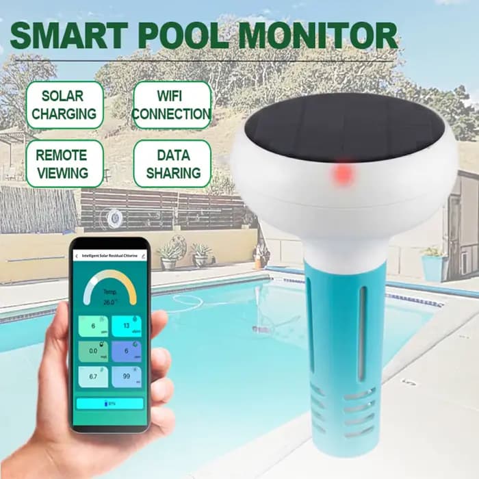 Testeur de qualité de l'eau solaire flottant pour piscine, compatible Tuya ZigBee, 7 en 1 (pH/ORP/EC/TDS/Sel/Température/Chlore) pour spa