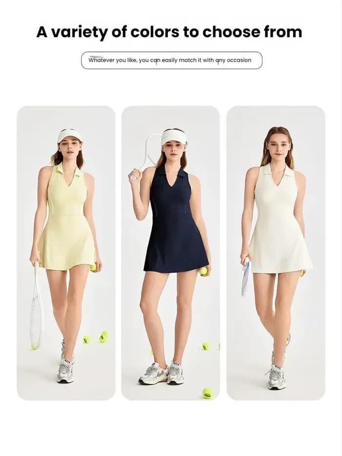 Robe de Tennis à manches pour femmes, soutien-gorge intégré, faux deux pièces, Anti-transparent, body de Yoga, jupe-pantalon de sport de Badminton