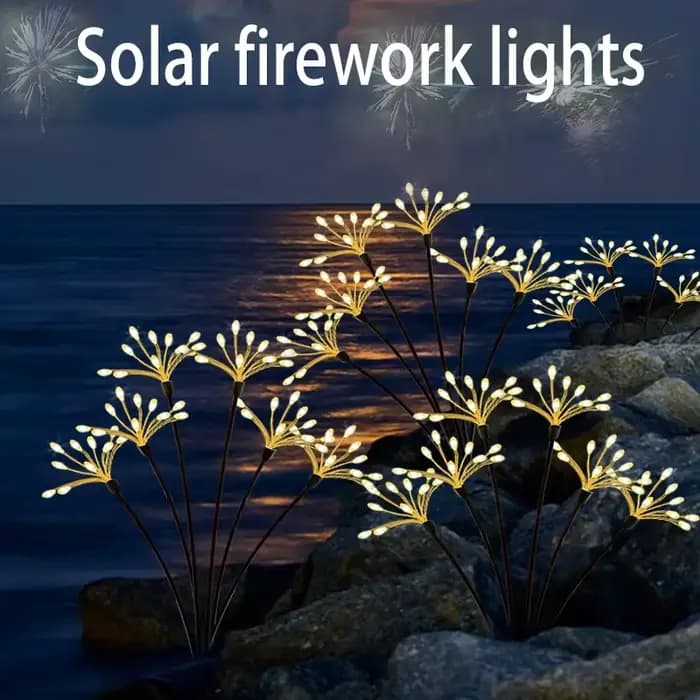 Lampes solaires féeriques en forme de fleurs, lampes solaires à effet de feu d'artifice, lumières extérieures étanches, décoration florale pour l'ambiance du jardin et du paysage