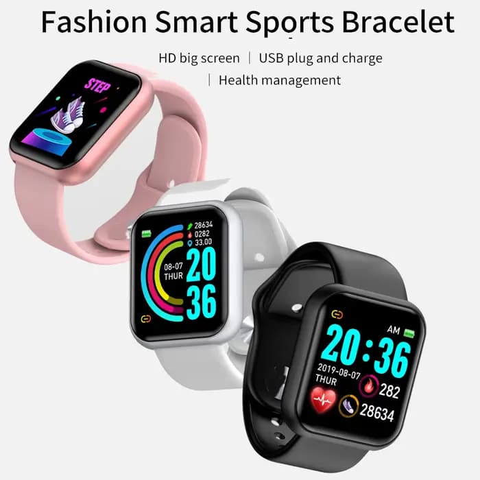Montre intelligente de sport pour hommes et femmes, bracelet connecté, lecteur de contrôle de la musique, moniteur de sommeil, moniteur de pas de fitness, réveil, Y68 D20