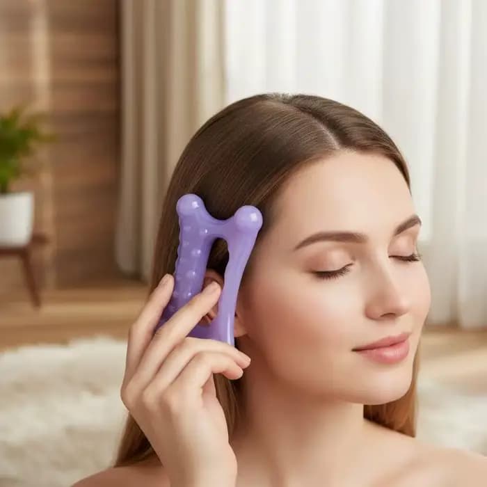 Planche Gua Sha en résine avec points texturés et bords lisses