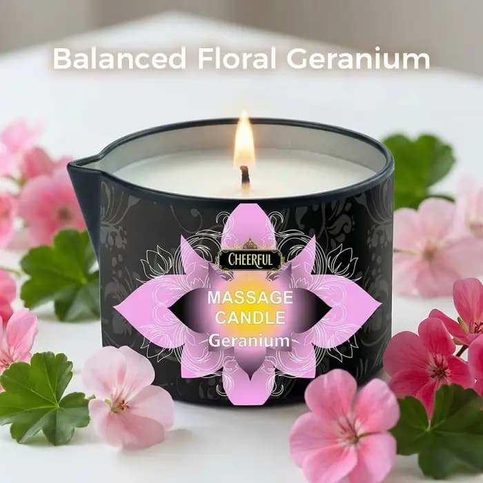 Bougie de massage au geranium 2oz