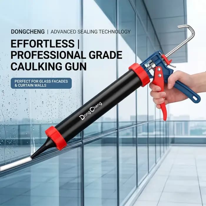 Pistolet à mastic de 15 pouces, outil manuel robuste, cadre rotatif à 360°, sans goutte, tige de poussée, pour cartouches de feuille, fenêtres, portes, toitures