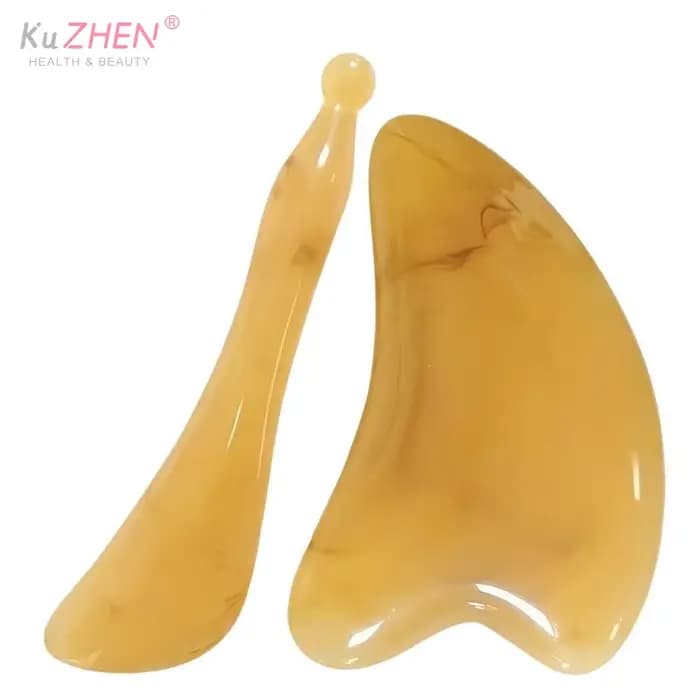 Ensemble de massage Gua Sha en corne de bœuf naturelle