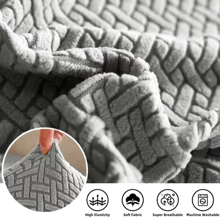 Housse de canapé élastique pour salon, housse de siège de canapé solide en Jacquard, gris, lavable, housse de coussin de siège, protection de meubles sectionnelle