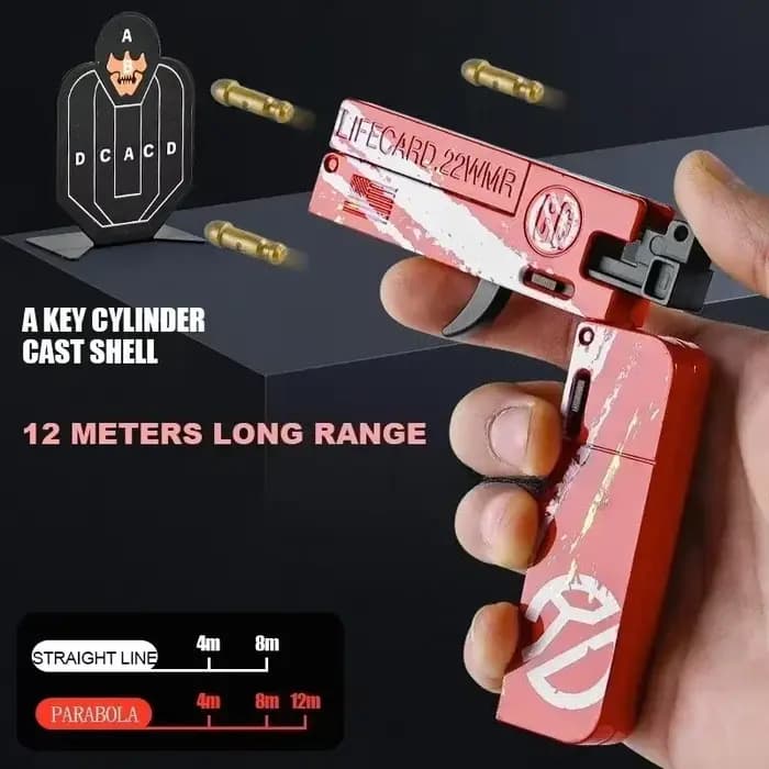Nouveau jouet pistolet pliable en métal Lifecard amélioré pour enfants et adultes, pistolet jouet avec balles souples, modèle de tir en alliage pour adultes