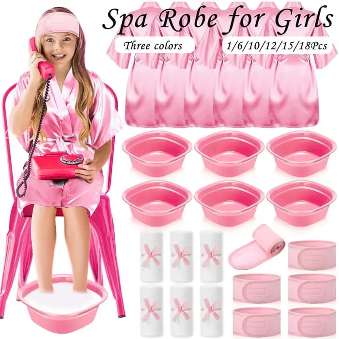 18-1 Ensembles de peignoirs de spa en satin pour fêtes spa