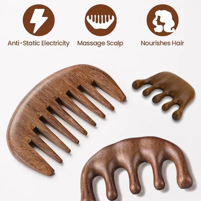 Peigne de massage en bois pour le visage