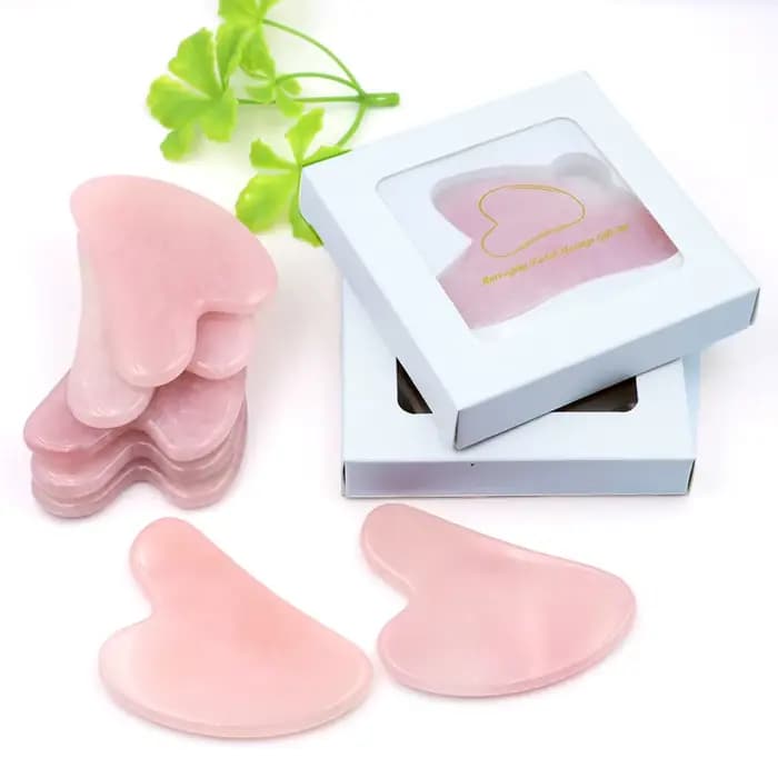 Planche de Massage Gua Sha en Quartz Rose naturel