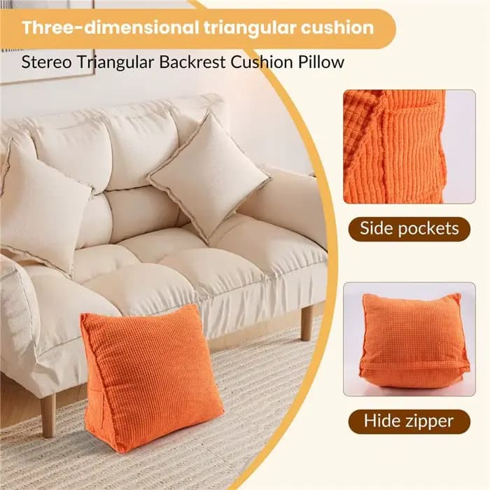 Coussin de lecture AS60 de couleur unie, coussin de dossier en forme de cale, coussin lombaire épais