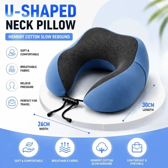Oreiller cervical en mousse à mémoire de forme, coussin de voyage en forme de U doux pour soutenir le cou en avion