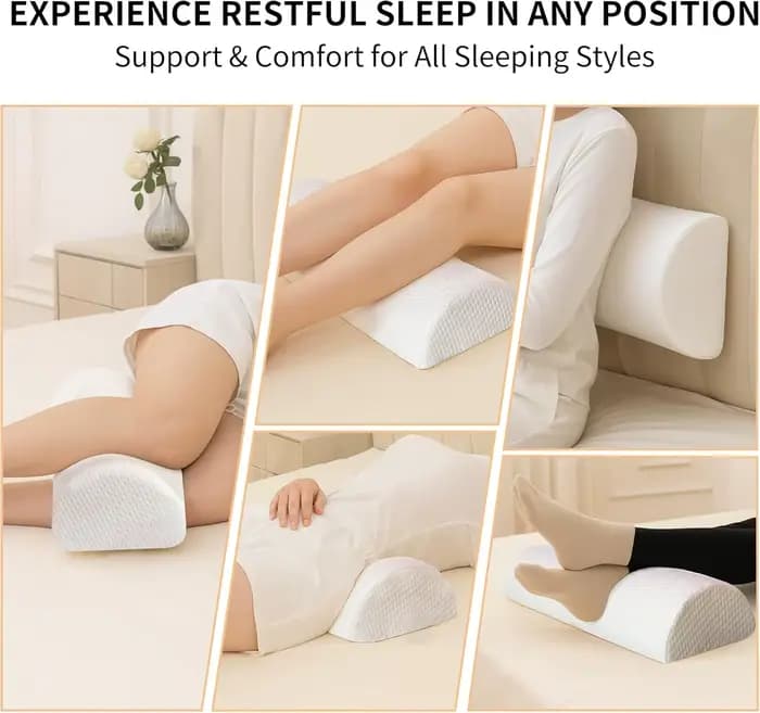 Coussin de soutien en mousse à mémoire de forme demi-lune multifonctionnel pour les jambes