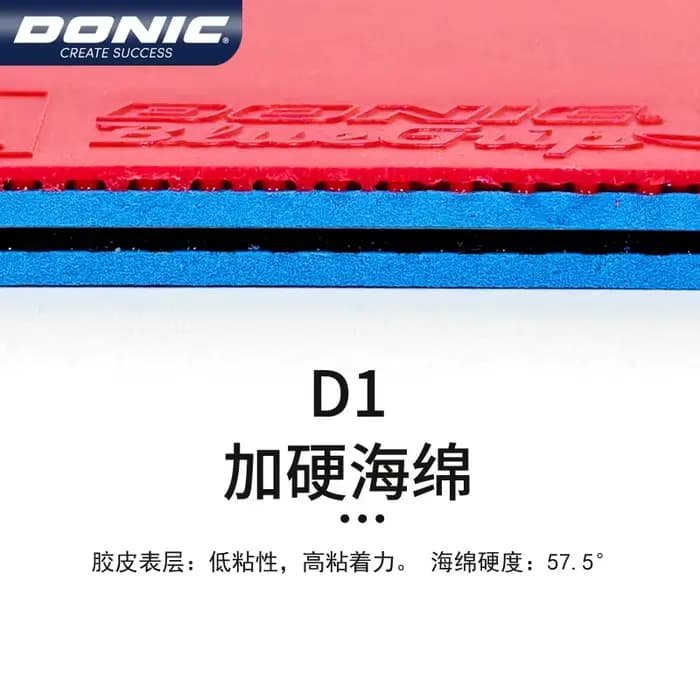 Caoutchouc de Tennis de Table DONIC D1, caoutchouc collant bleu, Version durcie 13090