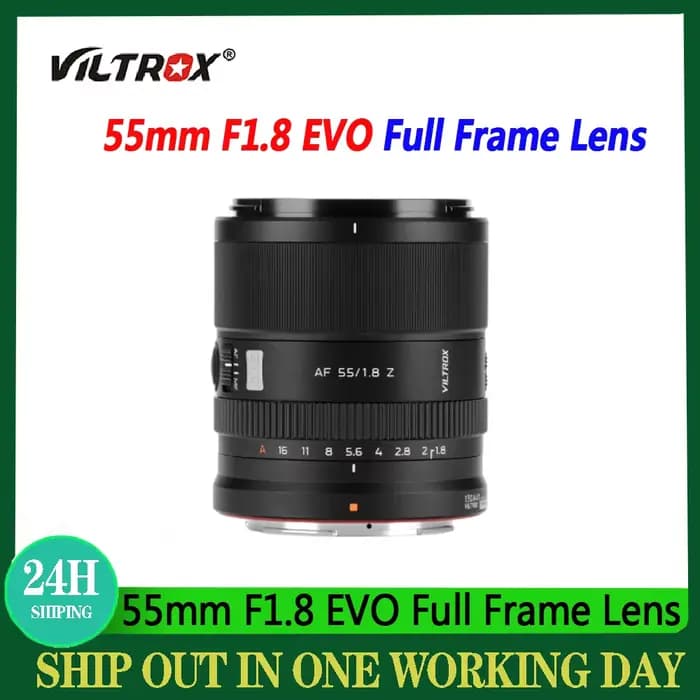 Objectif Viltrox 55mm F1.8 EVO pour appareils photo, plein format, autofocus, grande ouverture, objectif humaniste pour appareils photo Sony FE et Nikon Z.