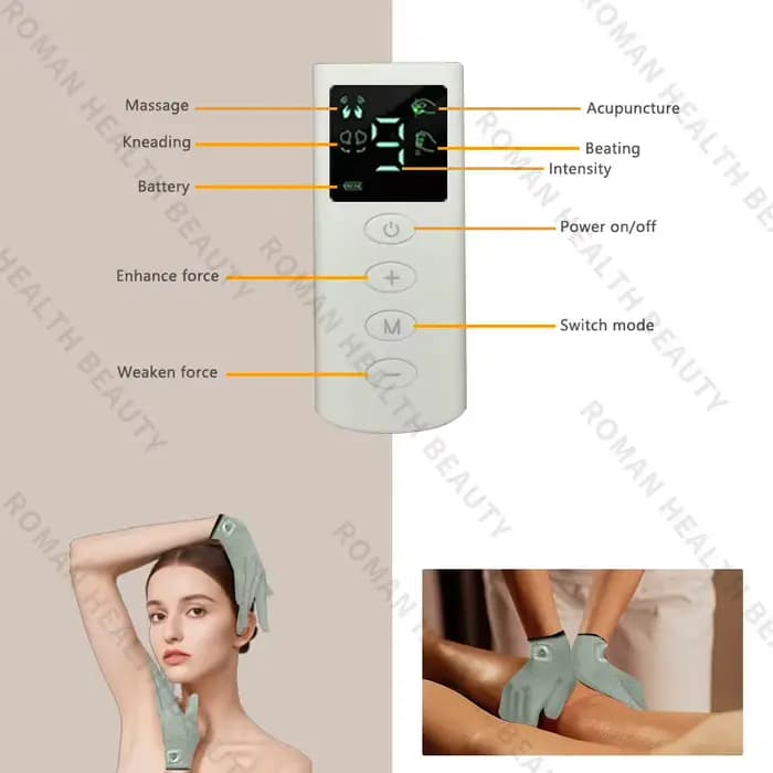 Gant de Massage EMS TENS en Fiber d'argent conducteur sans fil