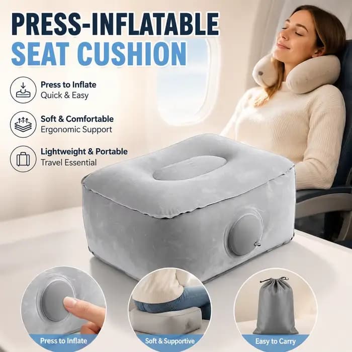 Coussin gonflable de type pression pour repose-pieds, idéal pour la voiture, le camping, les concerts et les activités de plein air