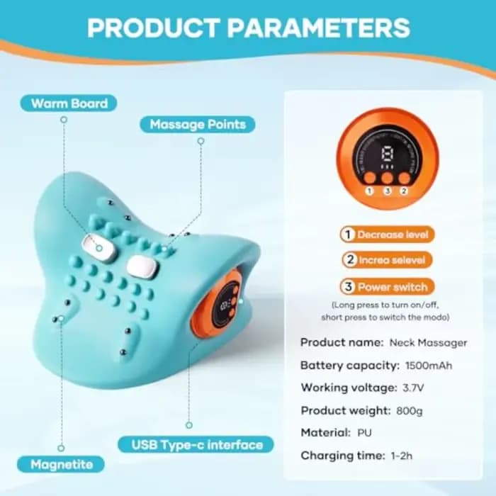 Masseur pour les épaules et le cou, fonction de massage électrique, masseur pour le cou et les épaules, sans fil, portable, recharge USB. Le cadeau idéal