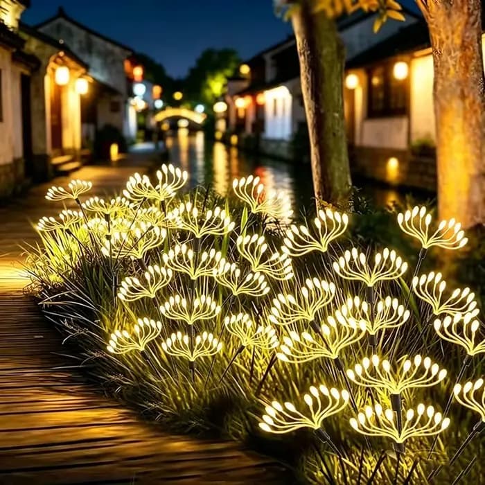 Lampes solaires féeriques en forme de fleurs, lampes solaires à effet de feu d'artifice, lumières extérieures étanches, décoration florale pour l'ambiance du jardin et du paysage