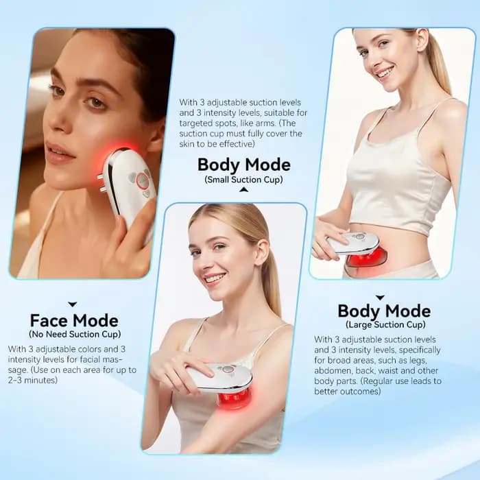 Appareil de massage 3 en 1 à lumière rouge pour le visage et le corps