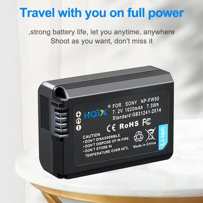 HQIX pour Sony ZV-E10 RX10 A7RII A7SII A7R A7S A6500 A6400 A6300 A6100 A6000 A5100 A5000 A3000 A55 caméra NP-FW50 chargeur batterie