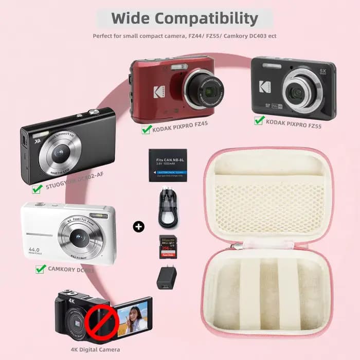 Étui pour appareil photo numérique: petite pochette pour Kodak pixpro fz55 fz45, pour Canon ixus 285 Hs Elph 360, pour Nikon s6900, pour Sony dsc w830