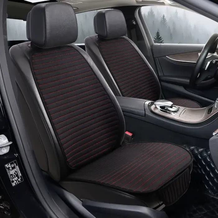 Housse de siège de voiture en lin, coussin de siège avant haut de gamme doux et respirant avec protection antidérapante universelle, convient à la plupart des voitures – 1 unité