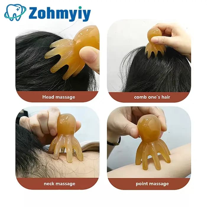 Lot de 2 peignes en résine en forme de pieuvre pour massage de la tête