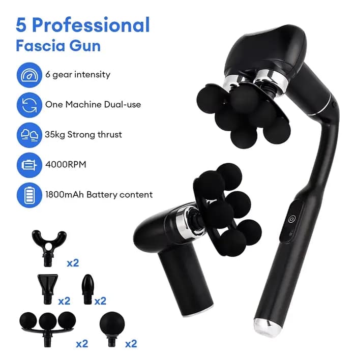 Pistolet de massage électrique portatif à 6 têtes pour tissus profonds