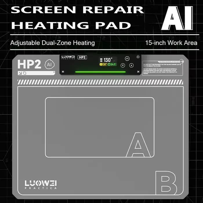 LUOWEI LW-HP2 15 ''AI coussin chauffant intelligent contrôle de température double Zone 1.74 ''affichage commande vocale chauffage rapide pour la réparation de tablettes de téléphone