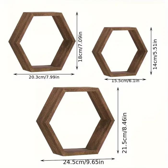 Étagère murale flottante hexagonale, support de rangement hexagonal - Pour les amateurs de décoration intérieure - Cadeau idéal - Convient pour la salle de bain, la chambre à coucher