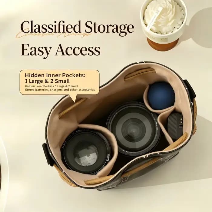 Sac de rangement compact et portable pour appareil photo, pochette bandoulière avec sangle pour appareil photo Canon Nikon Sony Fuji XT5 Leica Olympus Mirrorles