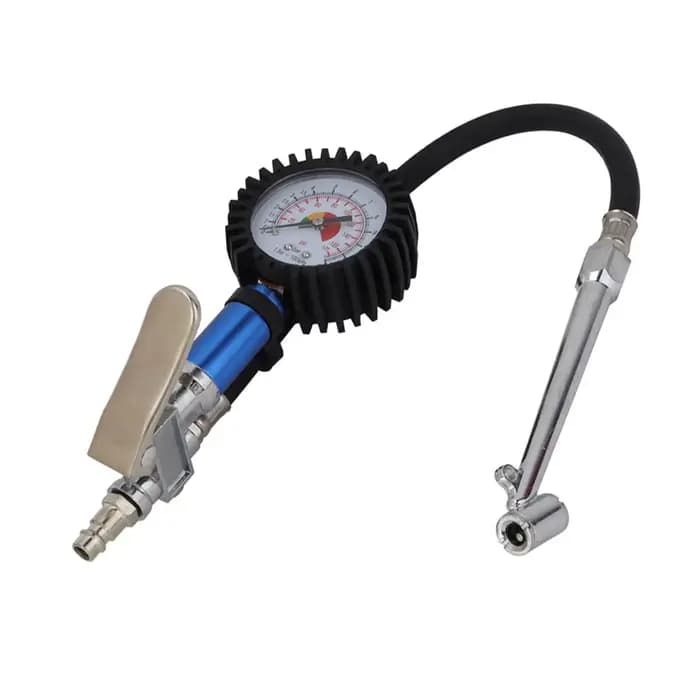 Pistolet de gonflage à pompe 12 bars, gonfleur de pneus auto-serrant avec manomètre d'air et connecteur d'air rapide, jauge de gonflage de pneus