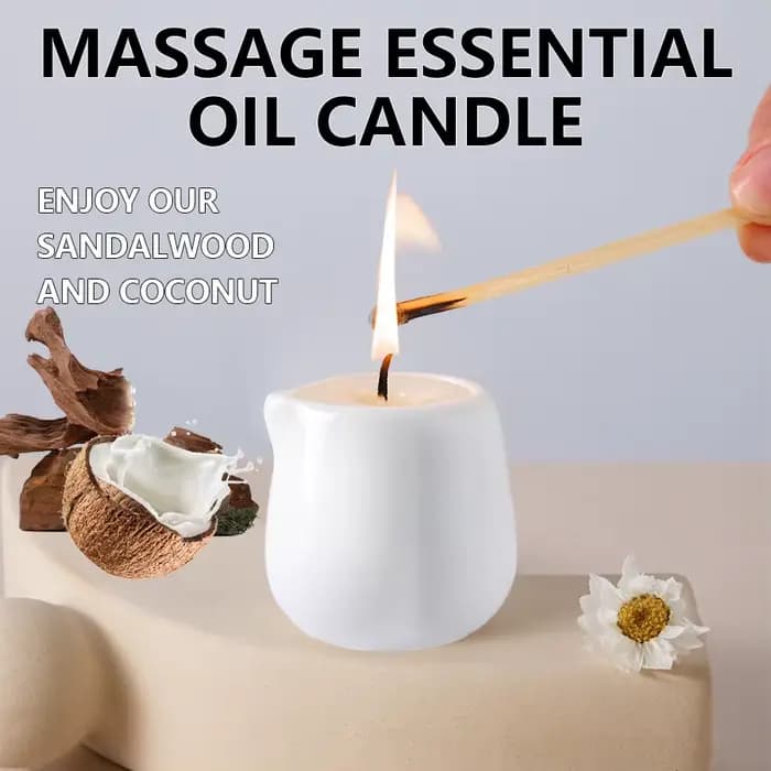 Bougie d'huile de massage naturelle parfumée fruitée. Faible chaleur. 1