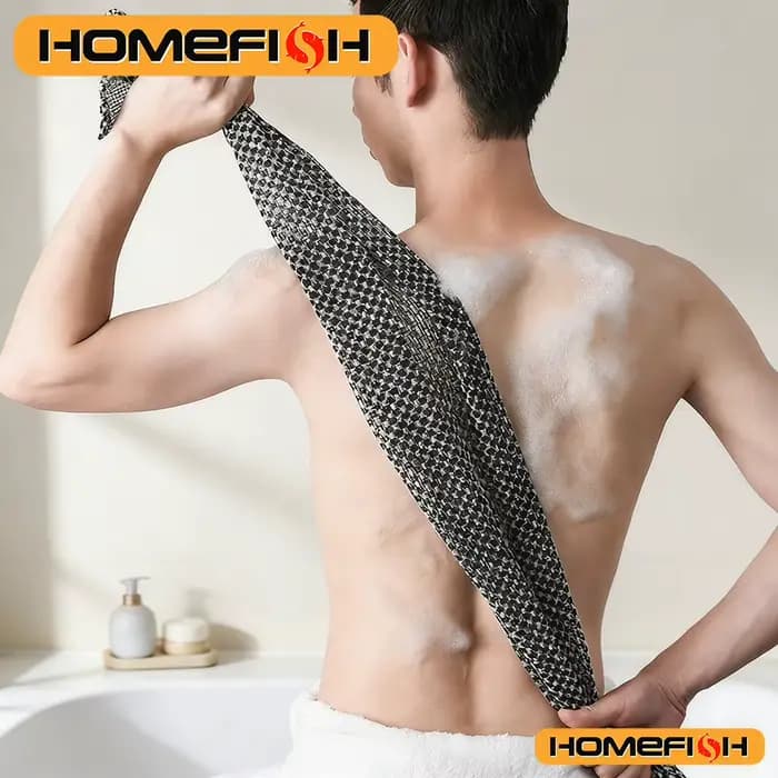 Serviette exfoliante en nylon et brosse de douche pour le dos – Éponge