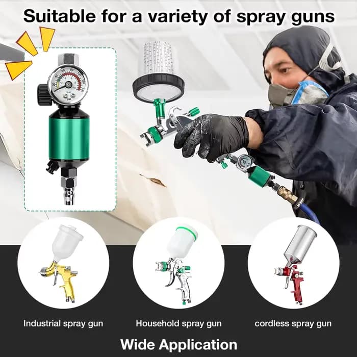 Valve de pression pour pistolet de pulvérisation, régulateur de pression avec filtre à huile et à eau, manomètre pour pistolet de peinture domestique, régulateur d'air, accessoires pour outils pneumat